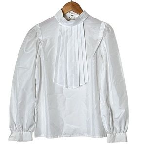 Vintage white long sleeve high neck blouse size large